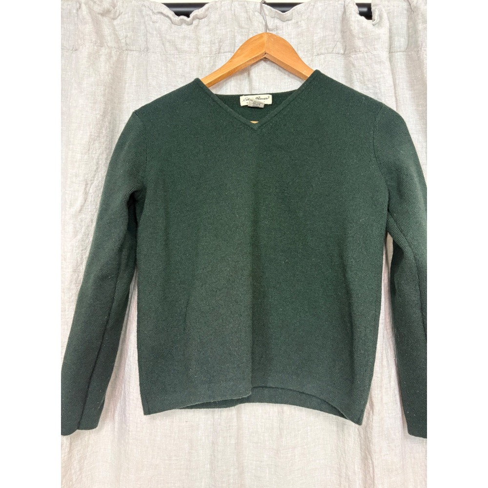 Eddie Bauer Womens Forest Green 100% Wool V-Neck Sweater Made in‎ Australia Med